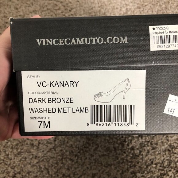 Vince Camuto KANARY Dark Bronze Slip-On Leather Open Toe Heels - Picture 9 of 9